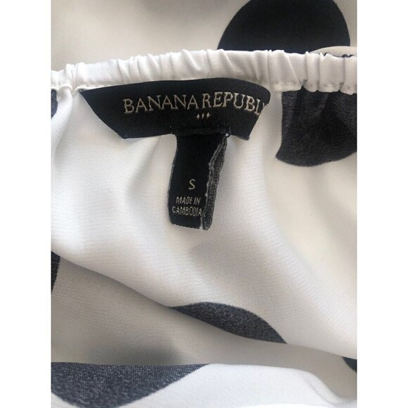 Banana Republic Womens Size S White Black Polka Dot Blouse Sleeveless Ruffle - Picture 4 of 4